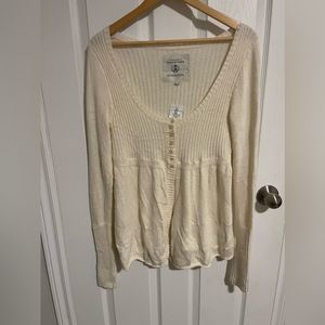 Vintage campus crew babydoll cream cardigan Large button up womens new with tag
